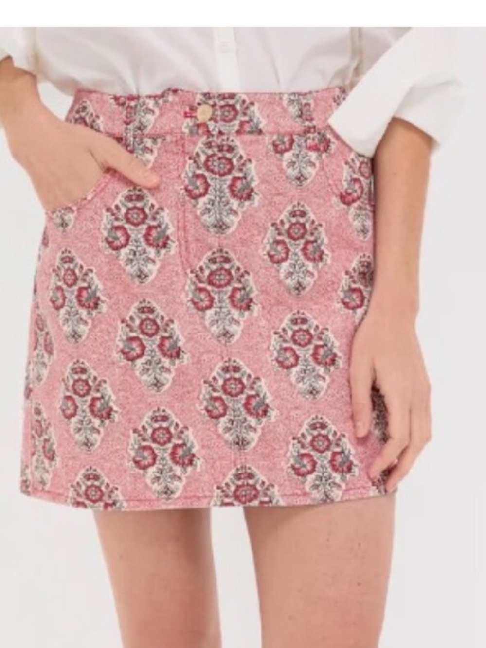 Tuckernuck Scarlet Sonata Denim Pippa Mini Skirt XS Red Floral